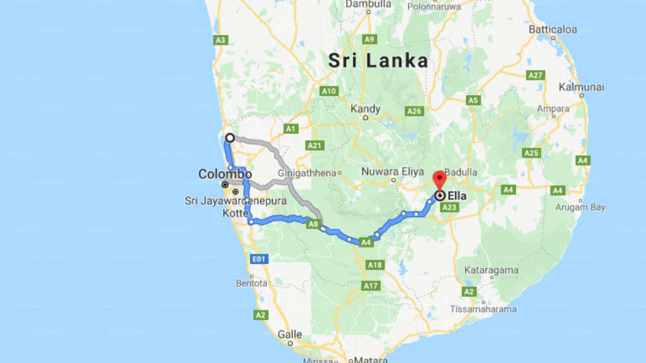 Transfer between Colombo Airport (CMB) and Ella Royal Ace Hotel, Ella